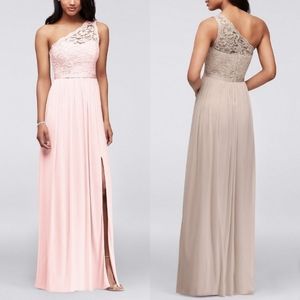 David's bridal one shoulder lace dress